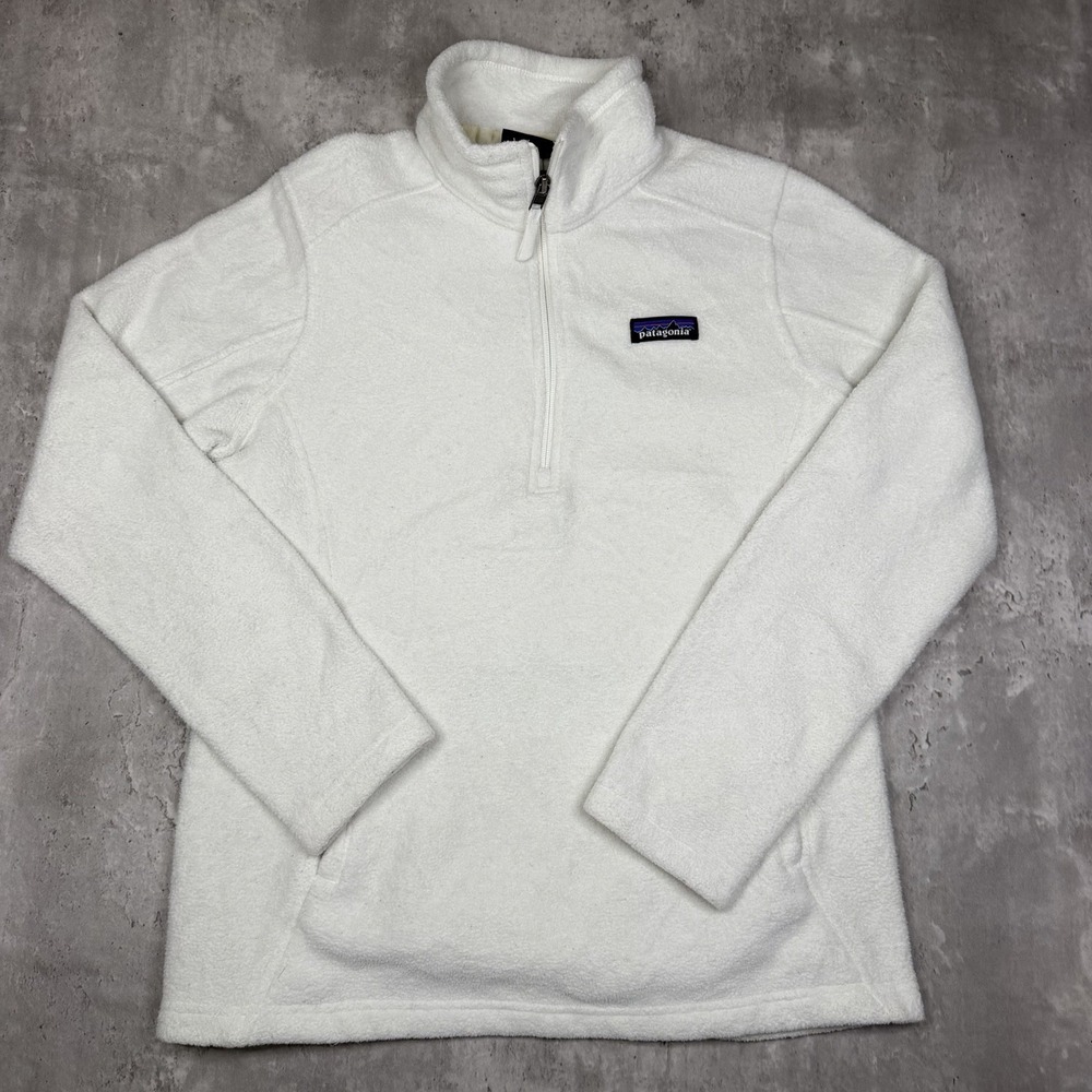 Patagonia Synchilla 1/4 Quarter Zip White Fleece Women's Medium Hike Outdoor